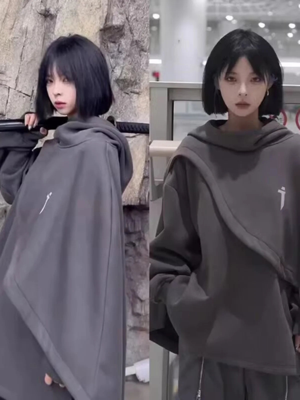 Hooded Layered Pullover Poncho for Layering over Outfits