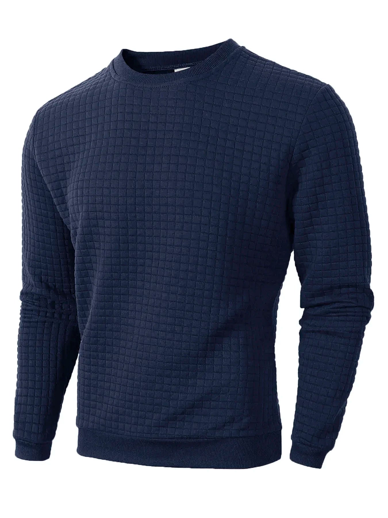 Men's Textured Crew Neck Long Sleeve Knit Sweater