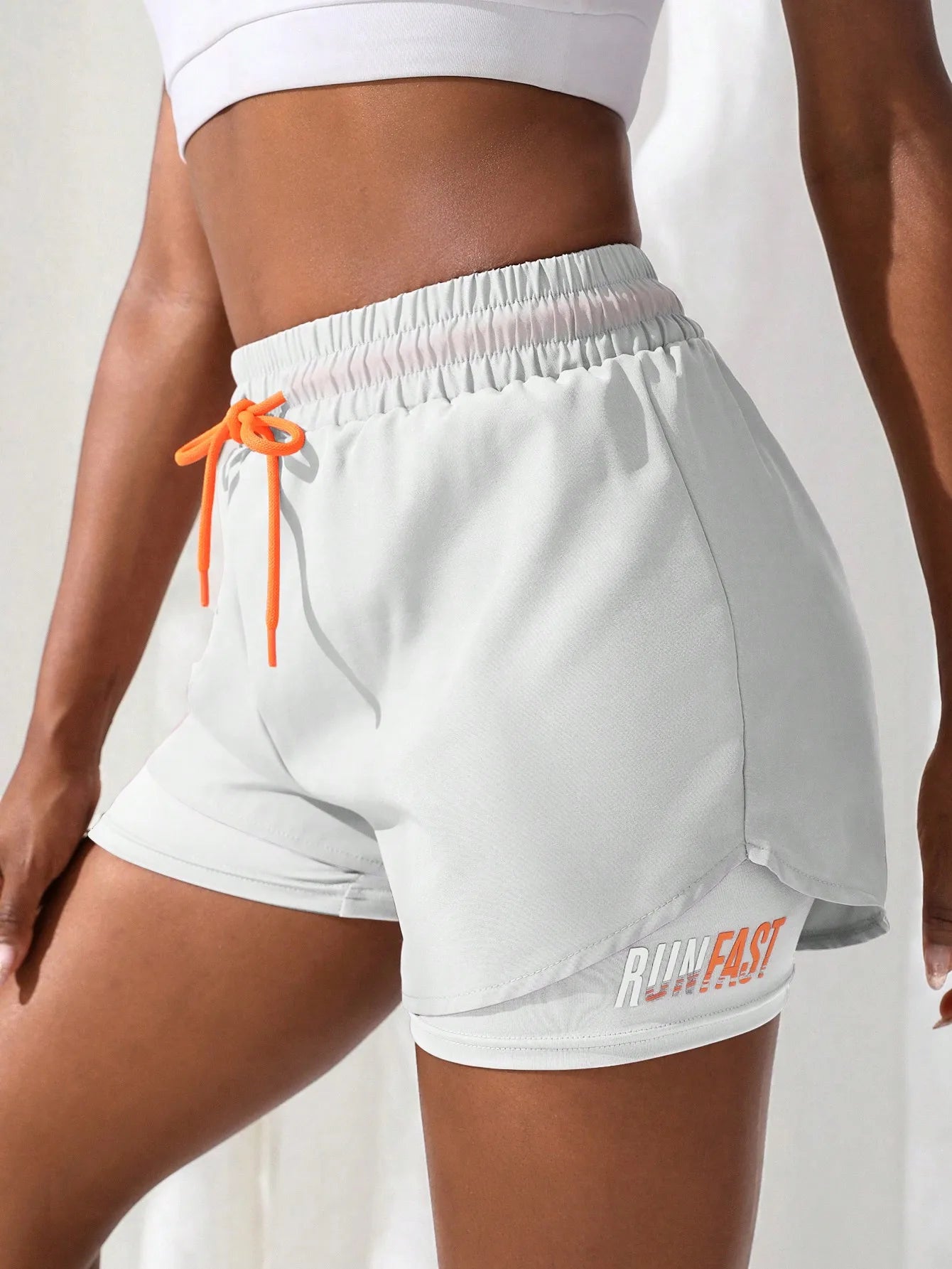 Women's Drawstring Double-Layer Running Shorts