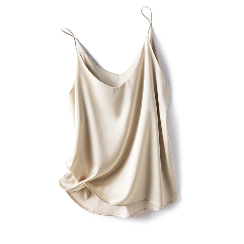 Women's Draped Camisole with a V Neckline and Thin Shoulder Straps