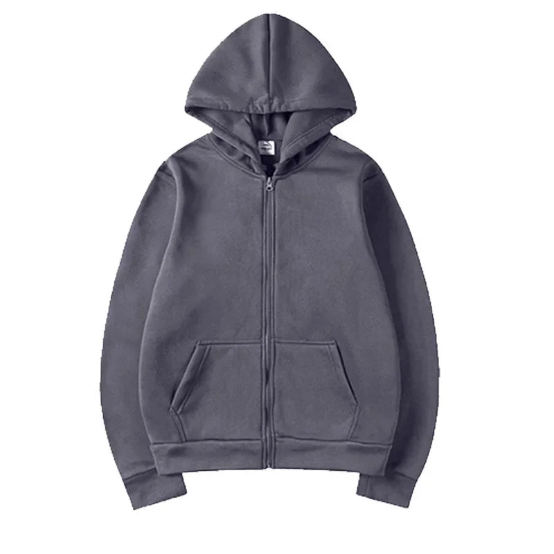 Long Sleeve Full Zip Casual Hooded Sweatshirt for Layering