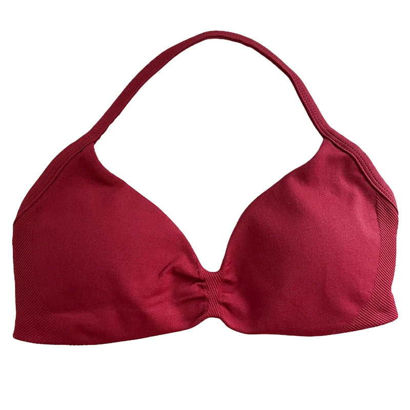 Women's Ruched Halter Neck Sports Bra