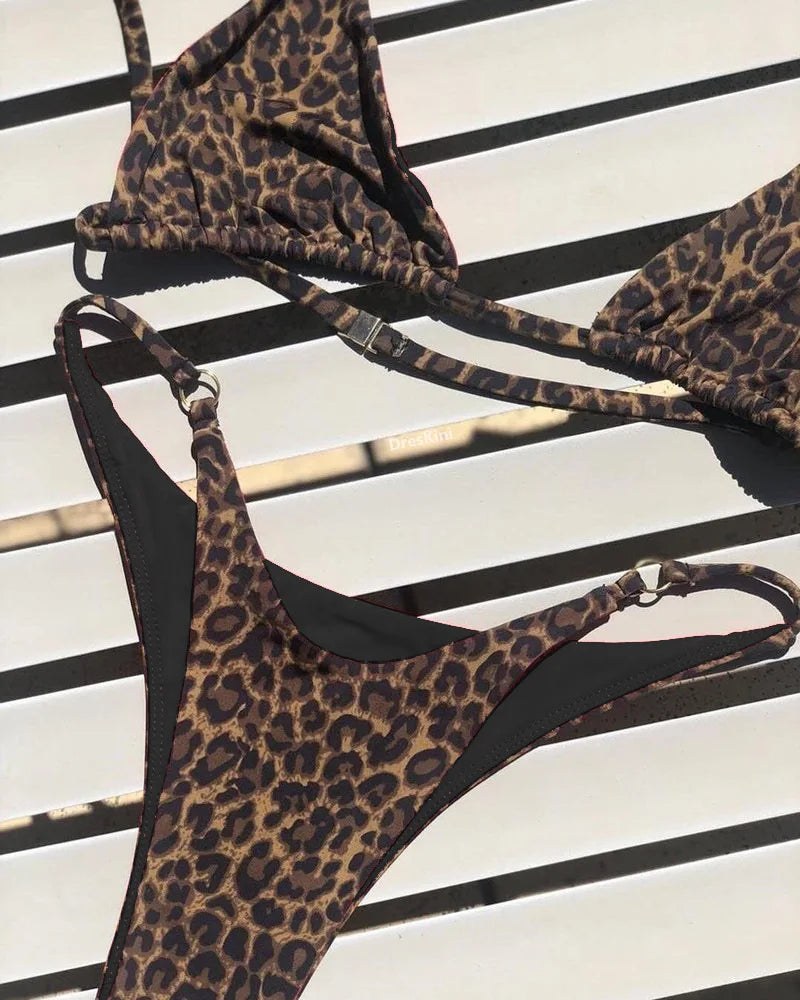 Leopard Print Strappy Bikini