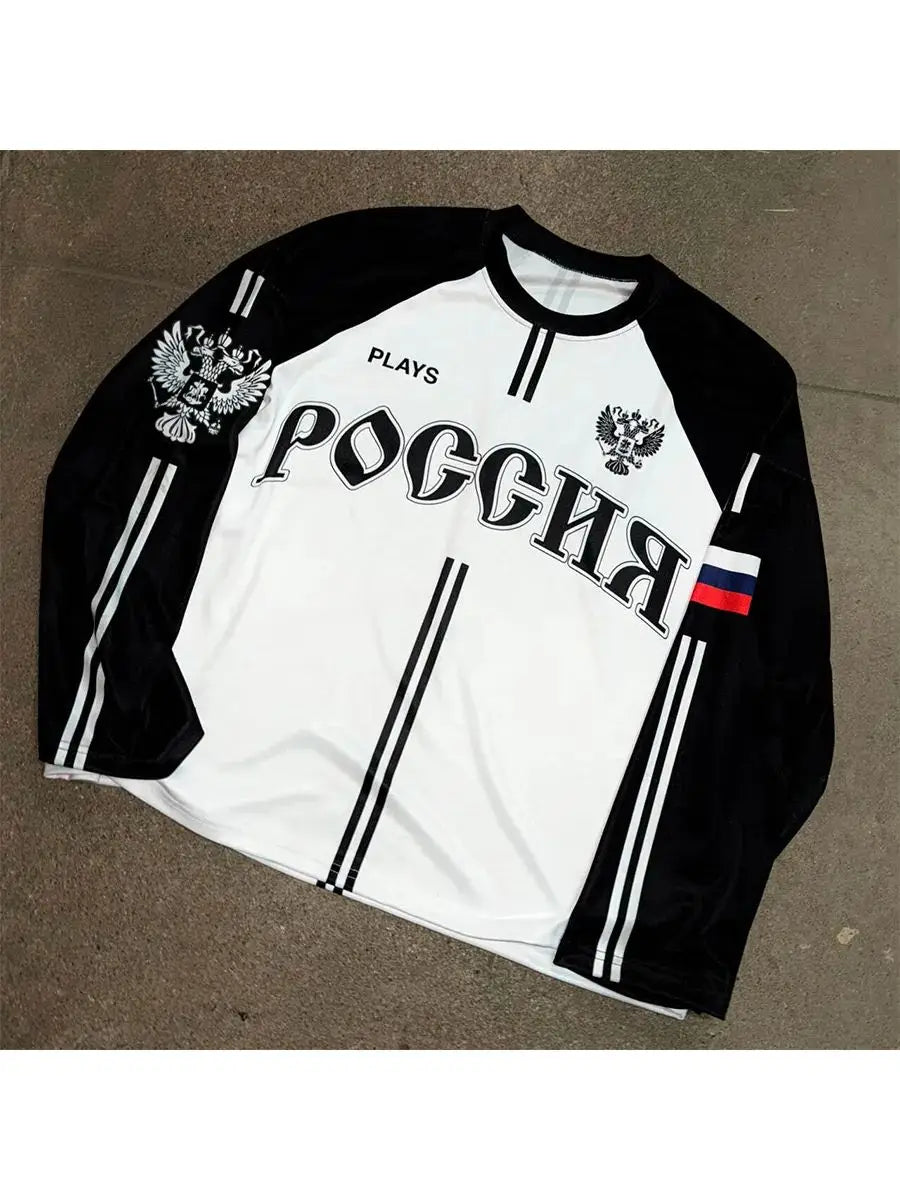 Russia Inspired Graphic Long Sleeve Jacket For Sports Outfits