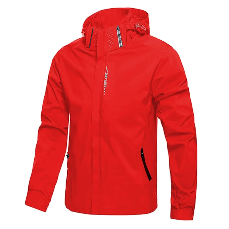 Hooded Long Sleeve Full Zip Outdoor Hiking Jacket with Pockets
