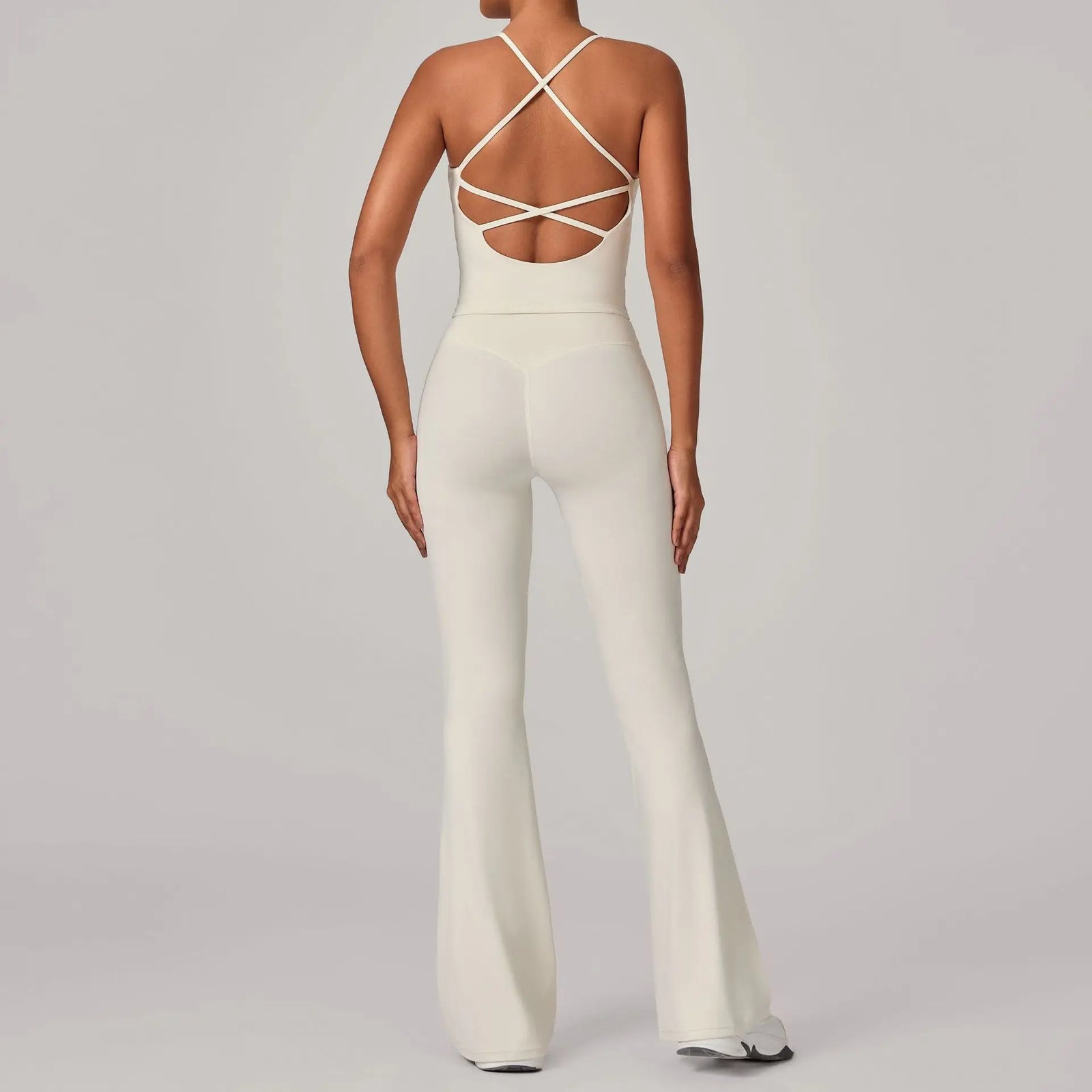 Women's Backless Tank And Flared Pants Yoga Set