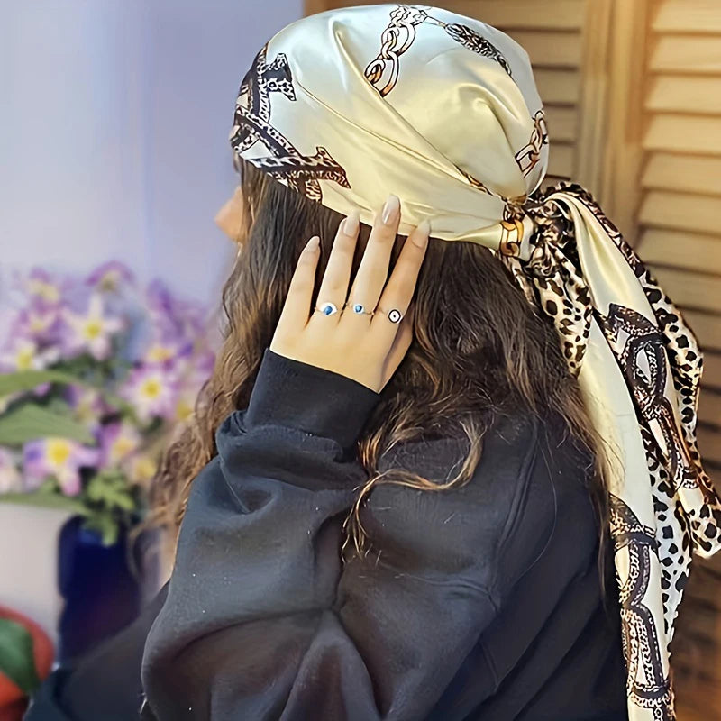 Printed Square Scarf with Ornate Paisley Pattern Options