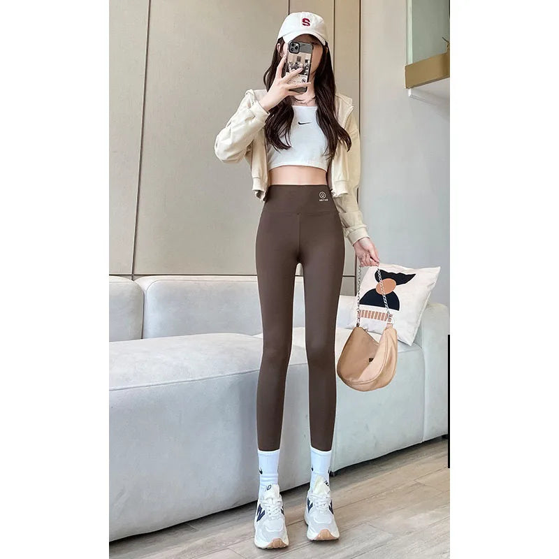 Women's High-Waist Solid Stretch Leggings with Side Pockets