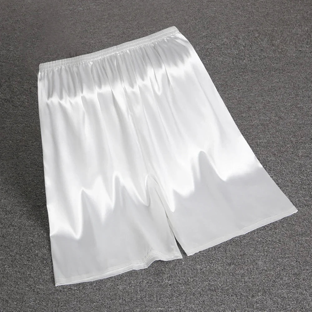 Men's Satin Look Elastic Waist Pocket Sleep Shorts