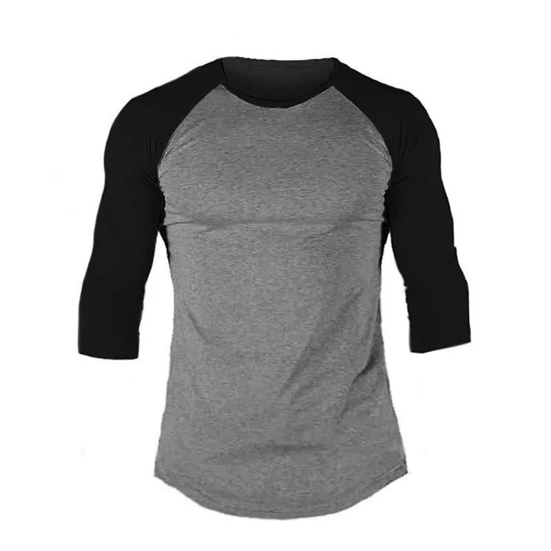 Plain Raglan Three Quarter Sleeve T-shirt For Sports Outfits