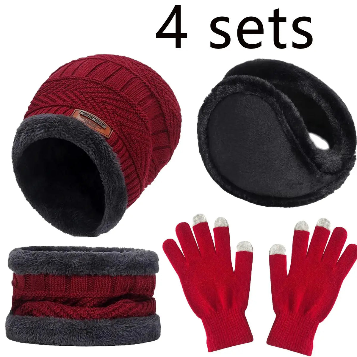 Knitted Beanie with Neck Warmer and Glove Style Options