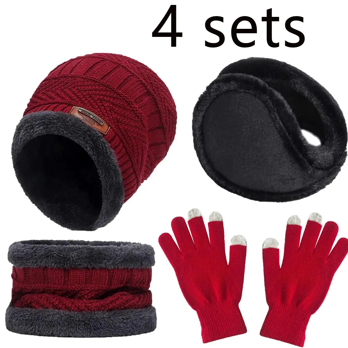 Knitted Beanie with Neck Warmer and Glove Style Options