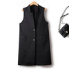 Sleeveless Vests For Women Retro Outerwear Spring Autumn Air Cotton Turn Down Collar Long Pocket Casual Jacket Woman