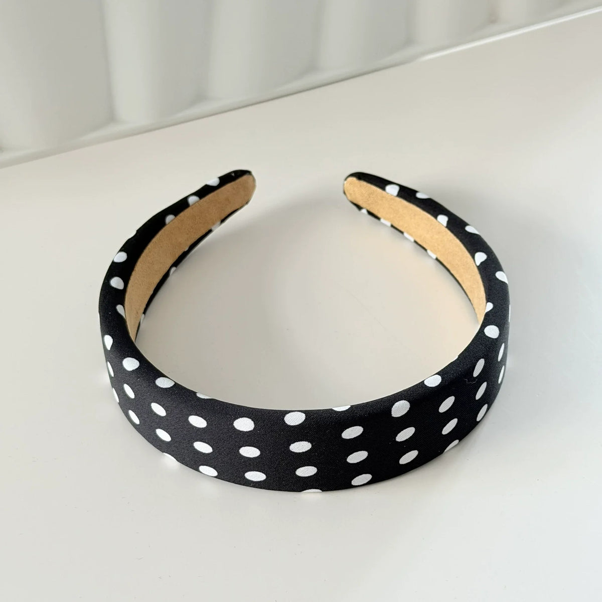 Polka Dot and Button Style Fabric Headband for Hair Styling