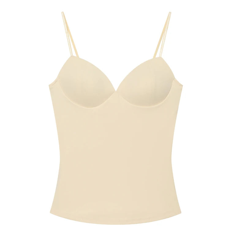 Women's Sweetheart Neck Crop Top with Thin Straps and Corset Styling