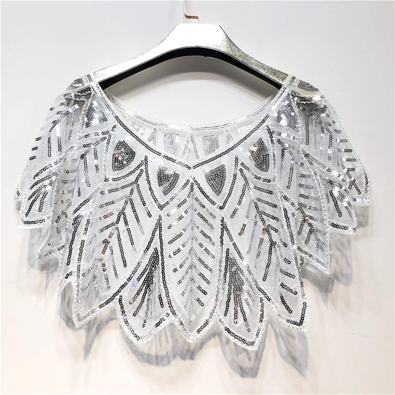Leaf Sequin Capelet for Layering over Dresses and Tops