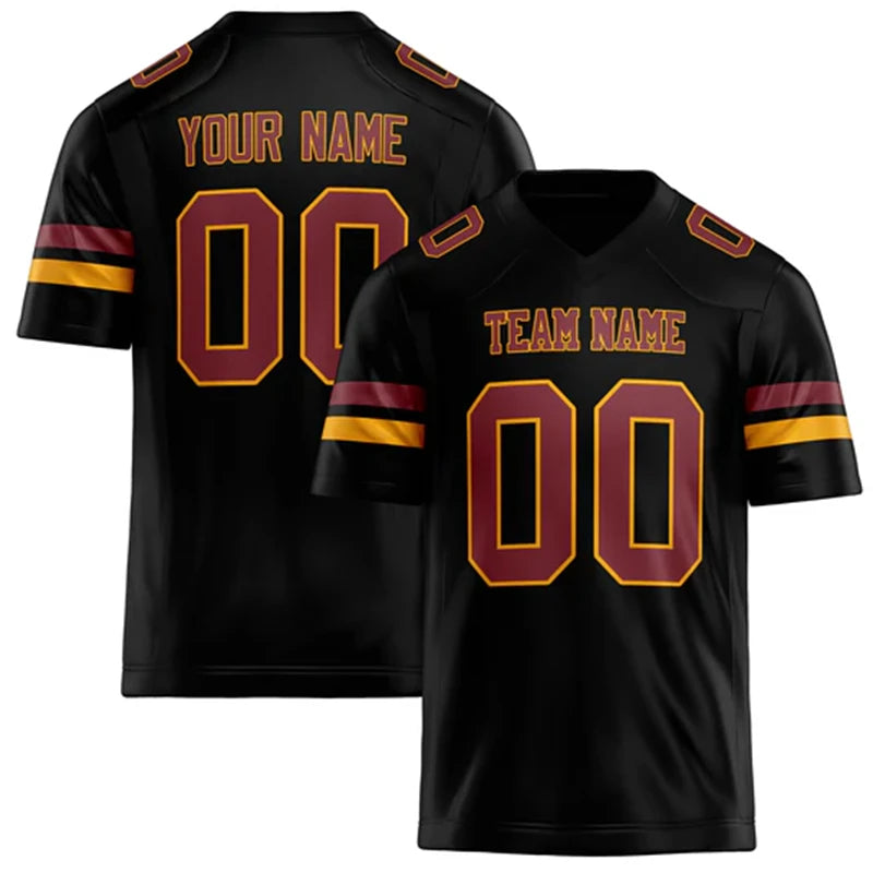Black Number Football Short Sleeve Jersey For Sports Outfits