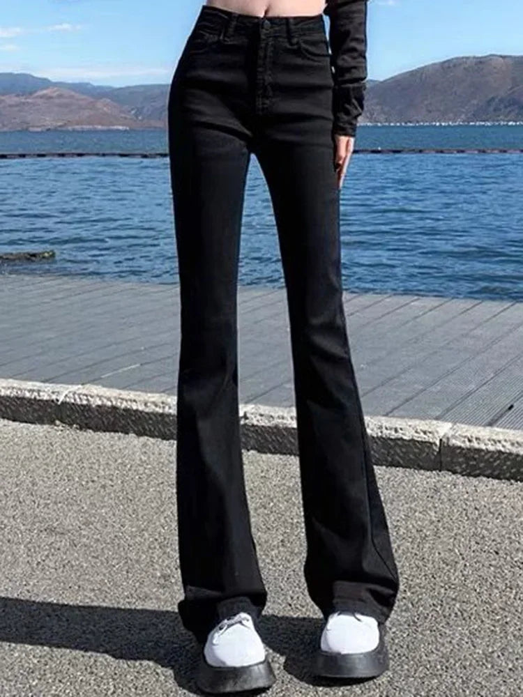 Women's Blue Bootcut High Waist Denim Jeans For Everyday Outfits