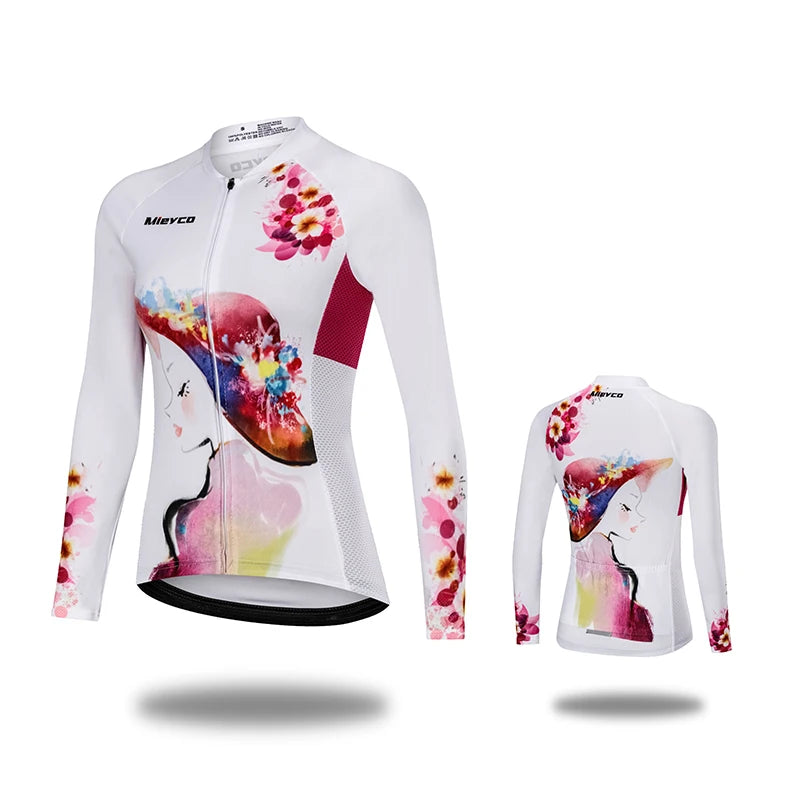 Women Cycling Jersey Long Sleeve Breathable Lightweight Spring Autumn Road Bike Top