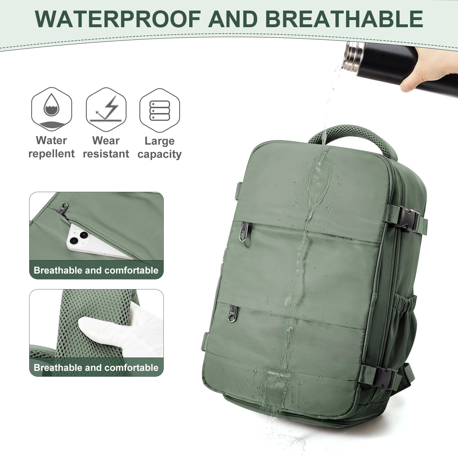 Rectangular Travel Backpack with Front Opening and Shoulder Straps