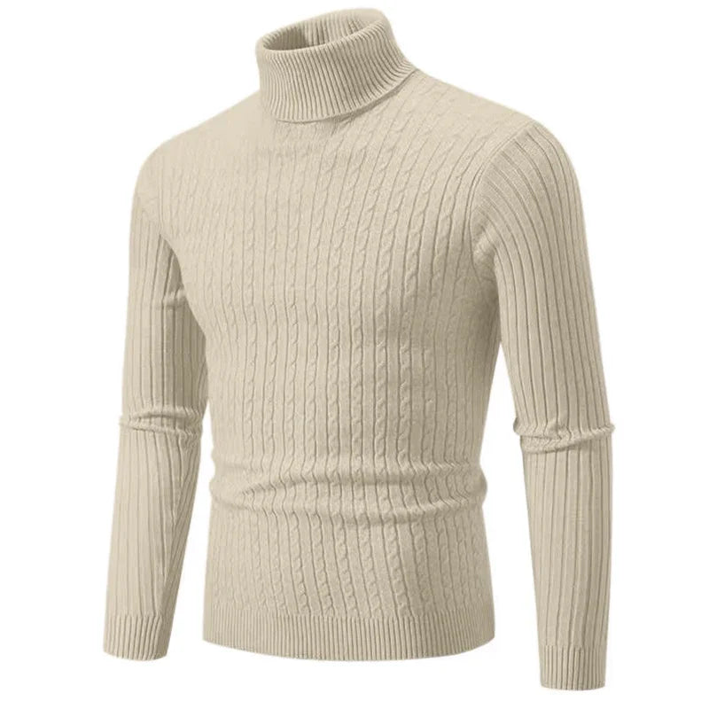 Men's Cable Knit Turtleneck Long Sleeve Sweater