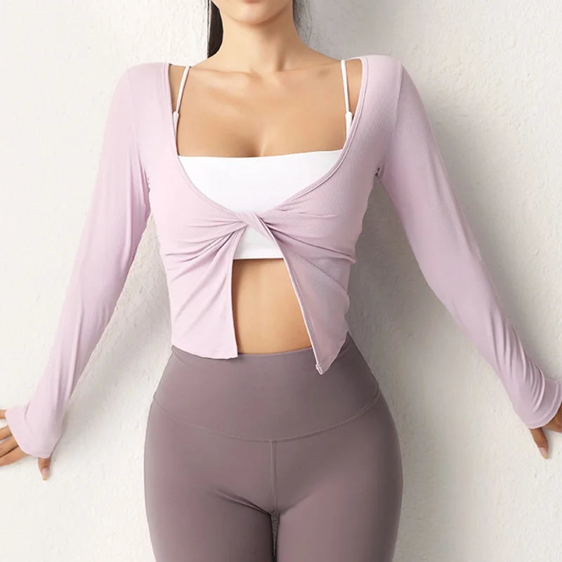 Women's Twist-Front Long-Sleeve Workout Top