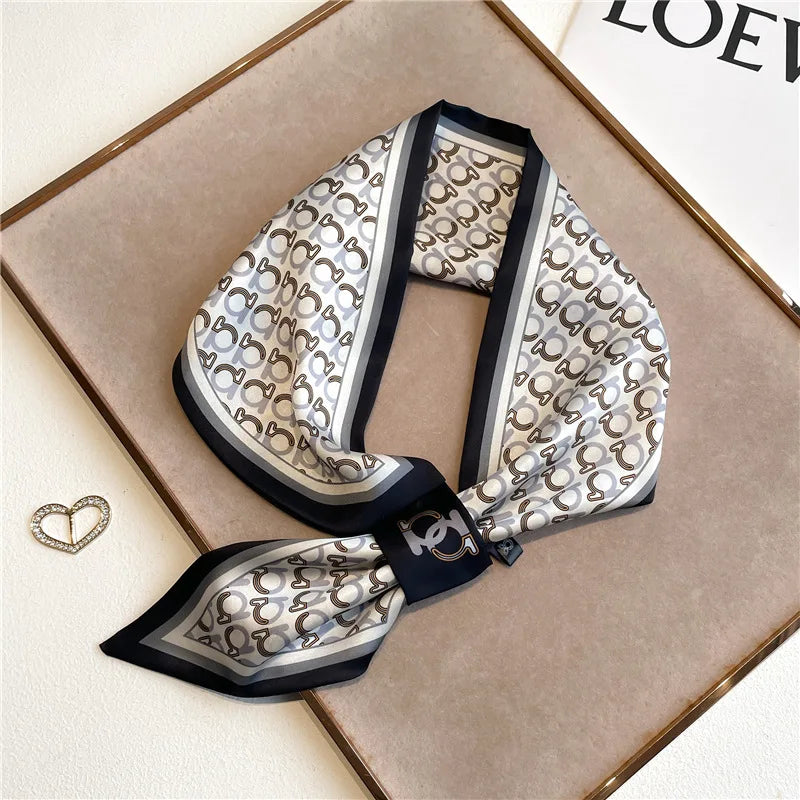 Printed Narrow Neckerchief Scarf with Pointed Tie Ends