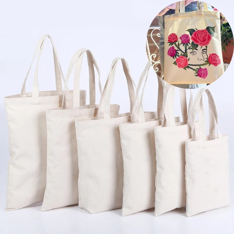 Plain Canvas Style Tote Bag with Long Shoulder Handles