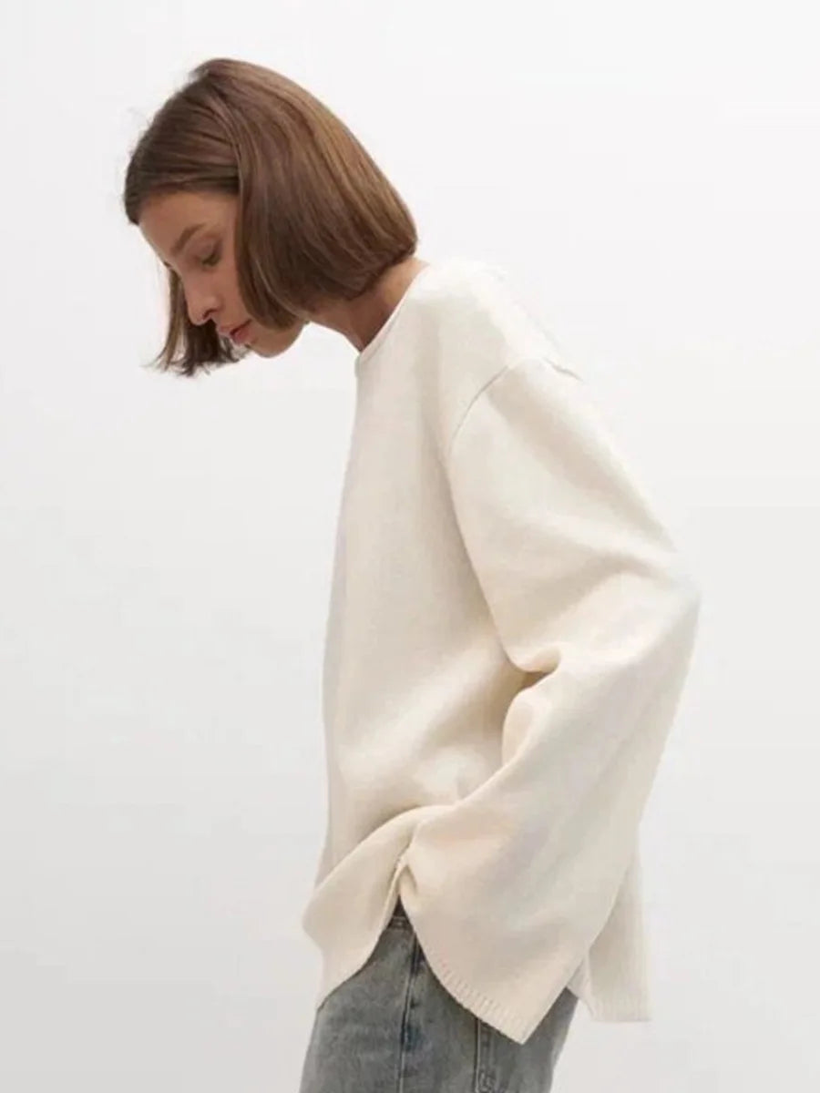 Women's Open Back Strap Batwing Sleeve Sweater Casual Knit Layer