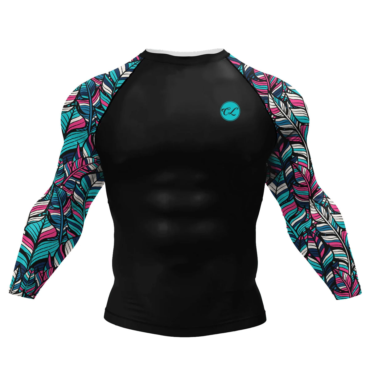 Graphic Long Sleeve Fitted Rash Guard for Training Wear