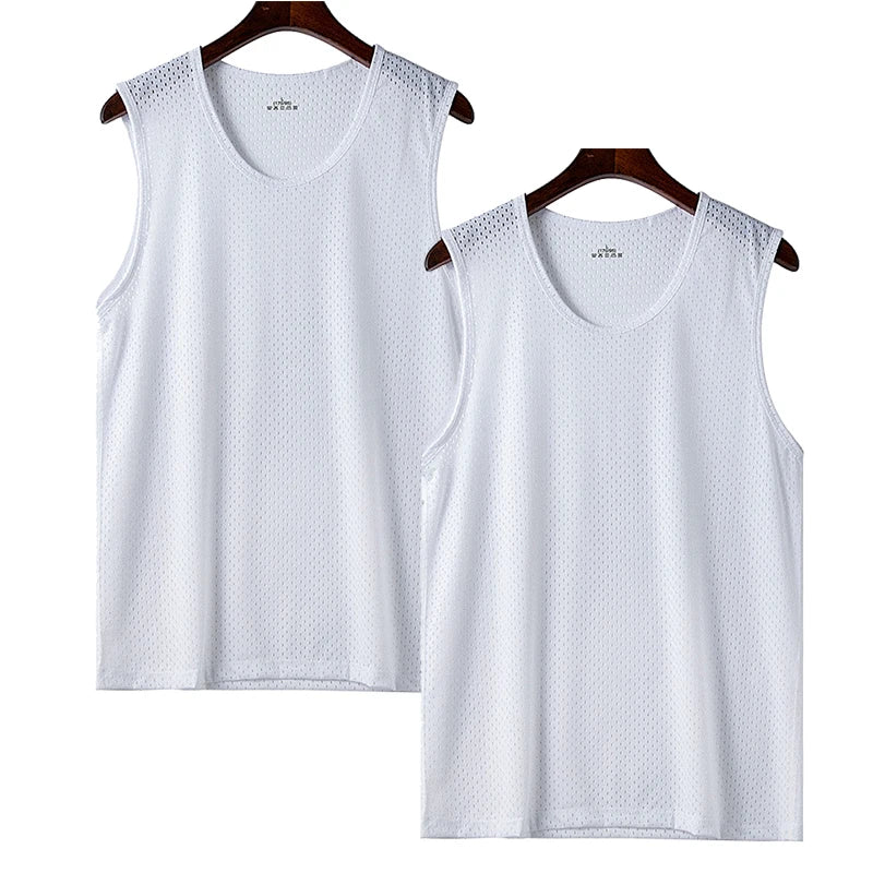 Men Ice Silk Mesh Sports Vest Breathable Quick Dry Sleeveless Riding Running Training Top