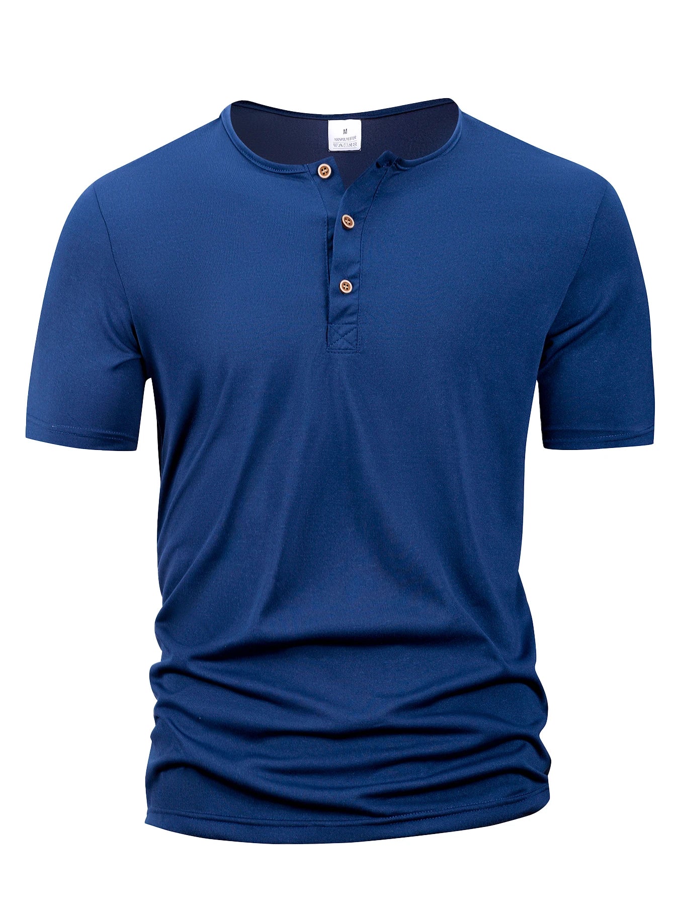 Solid Henley Neck Short Sleeve Button Placket T Shirt