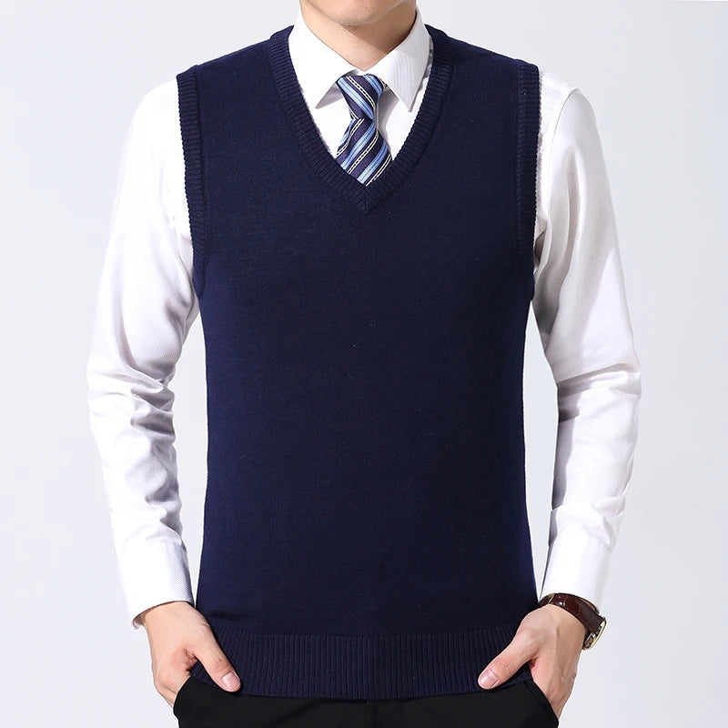 Men's V Neck Sleeveless Knit Vest