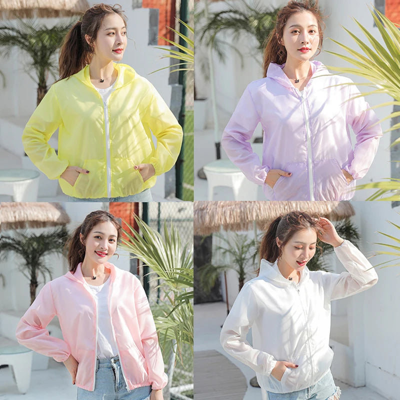 Women's Hooded Long Sleeve Zip Front Jacket For Workout Outfits