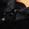 Women Turn Down Collar Crocheted Lace Single Breasted Cardigan Mid Length A Line Velvet Ruffled Sleeveless Jackets