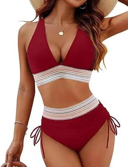 Contrast Trim High Waist Bikini