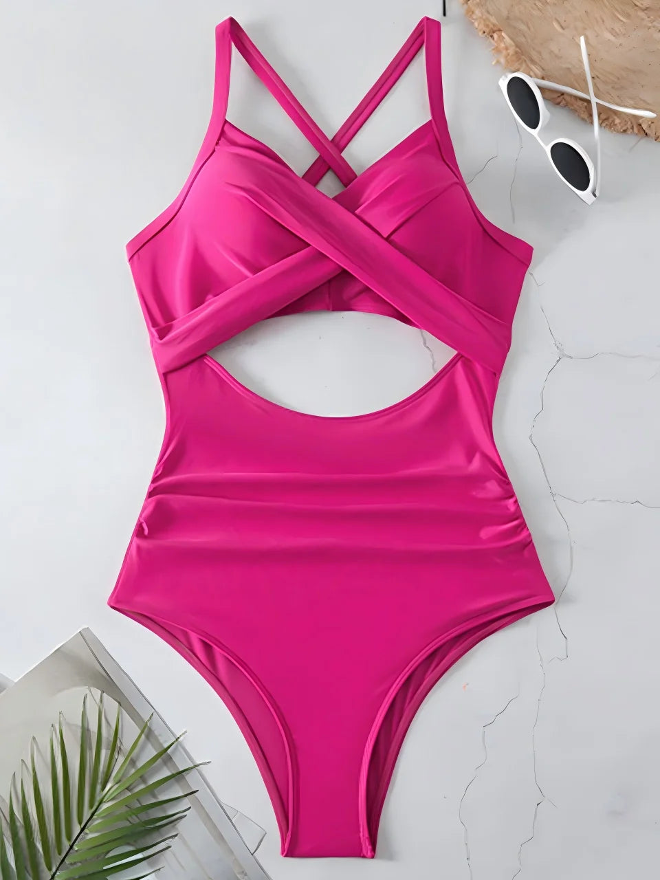 Ruched Solid One-Piece Swimsuit