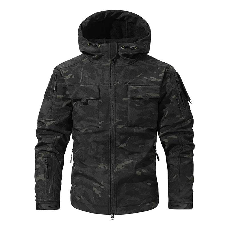 Men's Hooded Camouflage Softshell Jacket