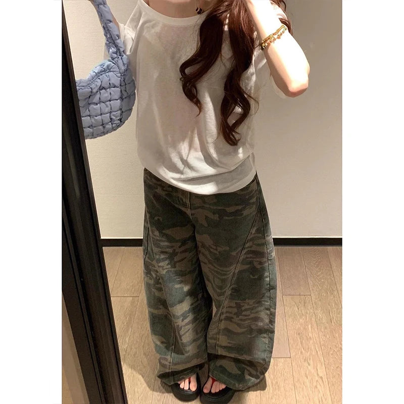 Women's Camouflage Wide Leg Casual Pants For Everyday Outfits