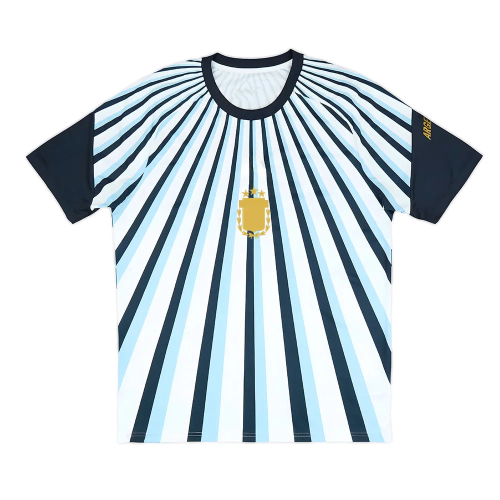 Argentina Soccer Jersey Men's Mesh Football Shirt Quick Dry Breathable Short Sleeve Sports Top