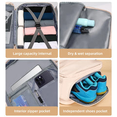 Extendable Large Travel Backpack Women Men Luggage Pack Carry On Rucksack With Shoes Pocket USB Charge 17 Inch Laptop Bag