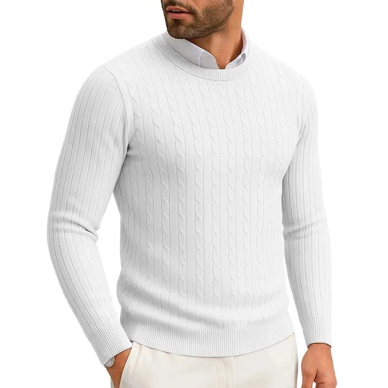 Men's Ribbed Crew Neck Long Sleeve Sweater