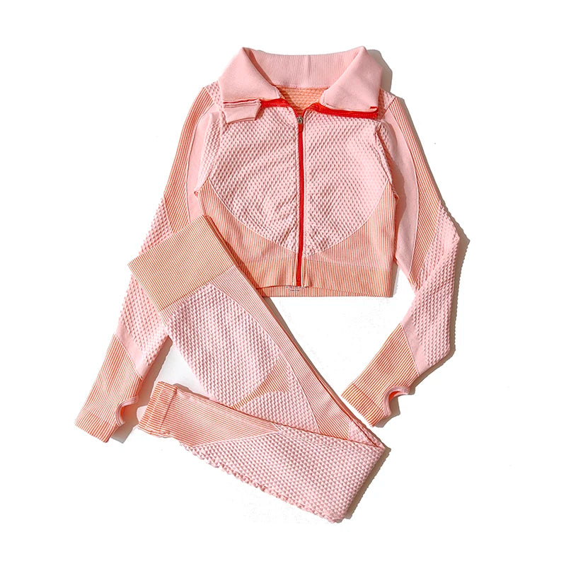 Women's Zip Jacket Bra And Leggings Yoga Set