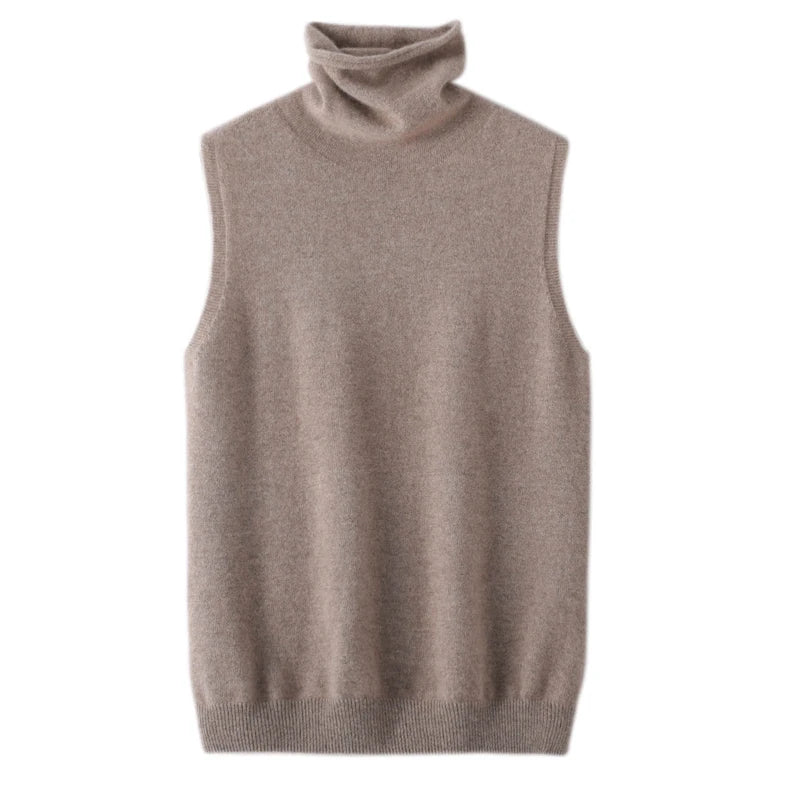 Women's Turtleneck Sleeveless Knit Vest Casual Knit Layer