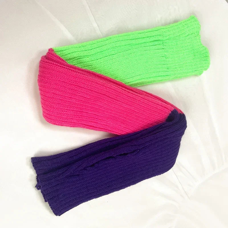 Color Block Ribbed Leg Warmers with Long Stirrup Shape