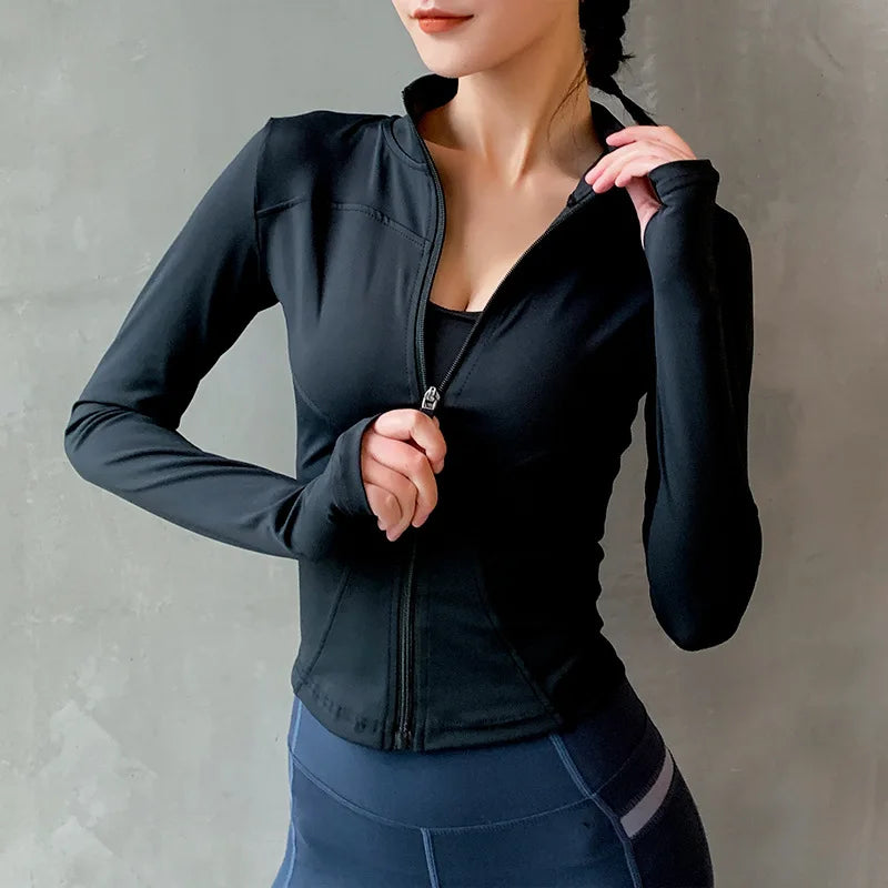 Women's Thumb-Hole Zip-Front Workout Jacket