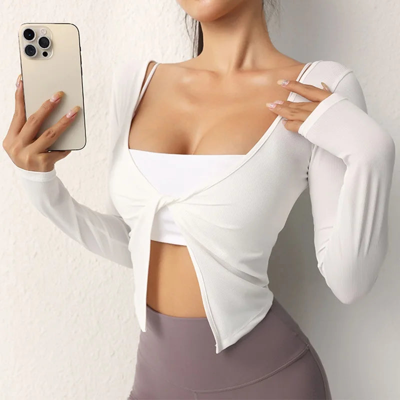 Women's Twist-Front Long-Sleeve Workout Top