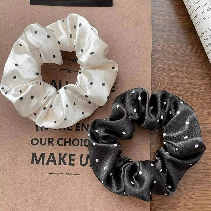 Polka Dot Fabric Scrunchie Elastic Hair Band for Ponytail Styling