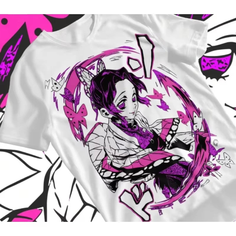 Shinobu Kocho Graphic T-Shirt Demon Slayer Anime Short Sleeve Summer Tee