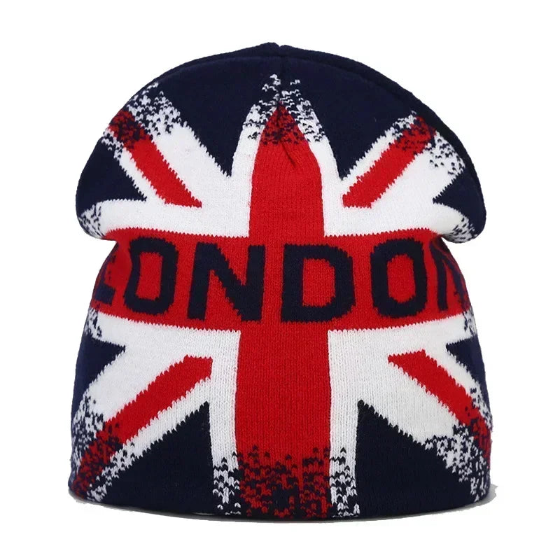 Graphic Knit Beanie with Letter and Pattern Style Options
